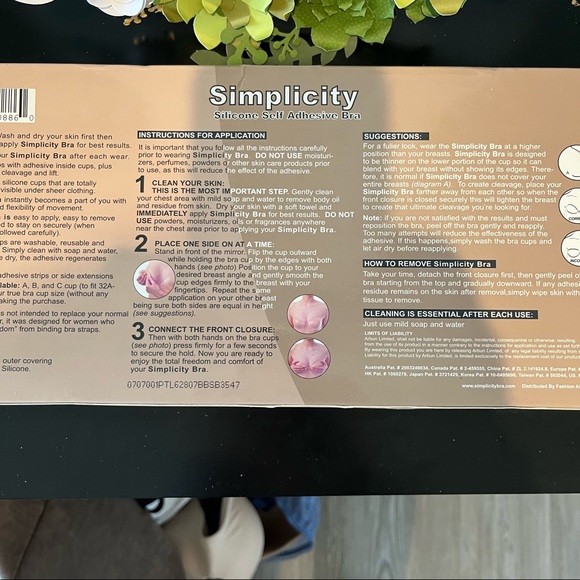 Simplicity Silicone Self Adhesive Bra Sz A - Picture 2 of 6